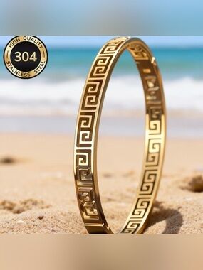 Versace Inspired Greek Key Gold Bracelet